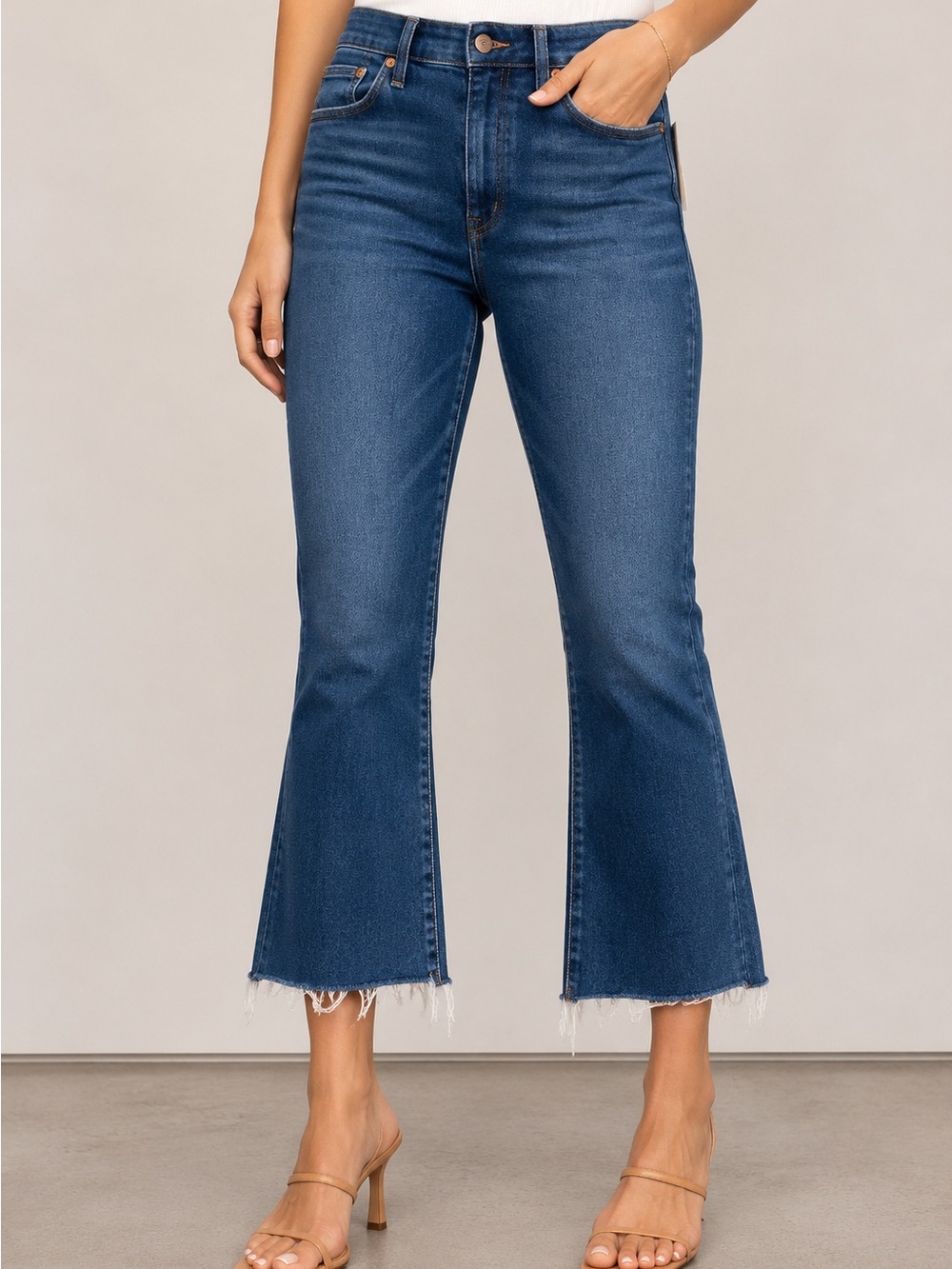 Madewell Cali Demi Boot Jeans 31 NWT High Rise Cropped Flare Raw Hem